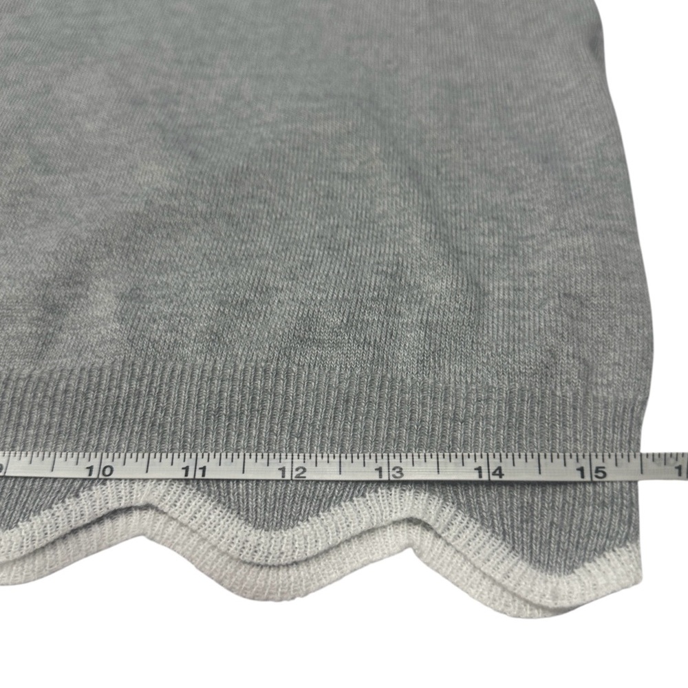 Knitted Wool Gray White Scalloped Neckline Pullover Sweater Misslook Medium - Picture 11 of 14